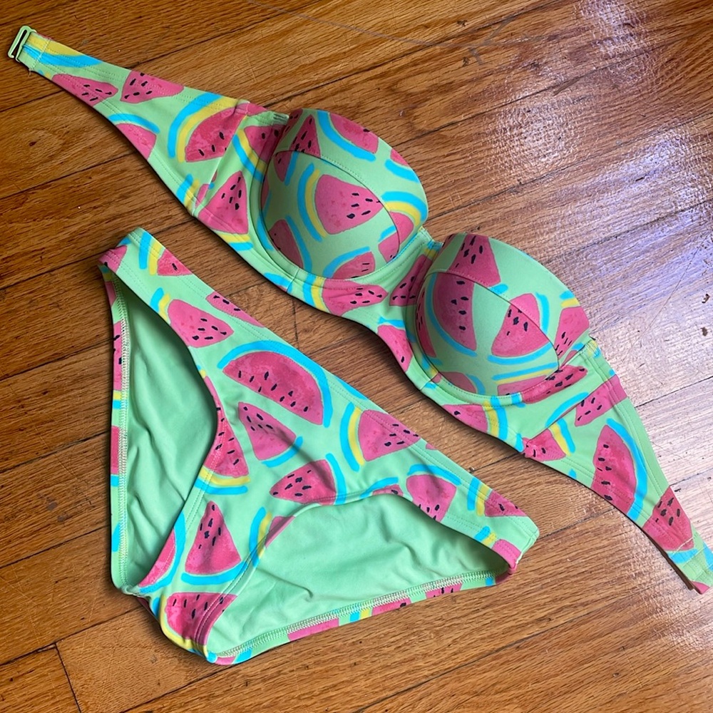 Strapless push up watermelon bikini